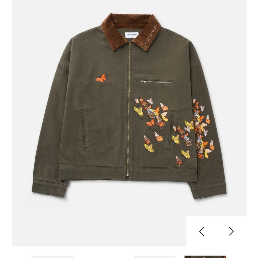 RYOKO RAIN GREEN BUTTERFLY WORK JACKET